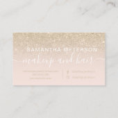 モダンな金ゴールドのグリッターのグラデーションな赤面の化粧の原稿 名刺 (裏面)