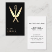 モダンな金ゴールドのグリッターのナイフは及びベーカリーを払います 名刺 (正面/裏面)