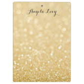 モダンな金ゴールドのグリッターのパーソナライズな用箋挟 クリップボード (裏面)
