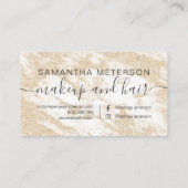 モダンな金ゴールドのグリッターの白人の大理石のプロフェッショナル 予約カード (裏面)