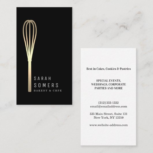 モダンな金ゴールドのグリッターはベーカリーを払います 名刺 (正面/裏面)
