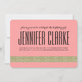 モダンな金ゴールドのグリッター%PIPE%の珊瑚のSWEET SIXTEENのパーティー 招待状 (裏面)