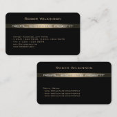 モダンな金ゴールドのストライブ柄ラインカバー 名刺 (正面/裏面)