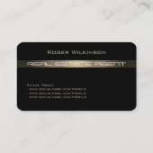 モダンな金ゴールドのストライブ柄ラインカバー 名刺 (裏面)