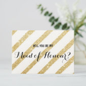 モダンな金ゴールドのストライブ柄名誉のある私の女中です 招待状 (スタンド正面)