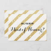 モダンな金ゴールドのストライブ柄名誉のある私の女中です 招待状 (正面/裏面)