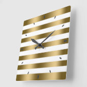 モダンな金ゴールドのストライプの白の背景 スクエア壁時計 (傾斜)