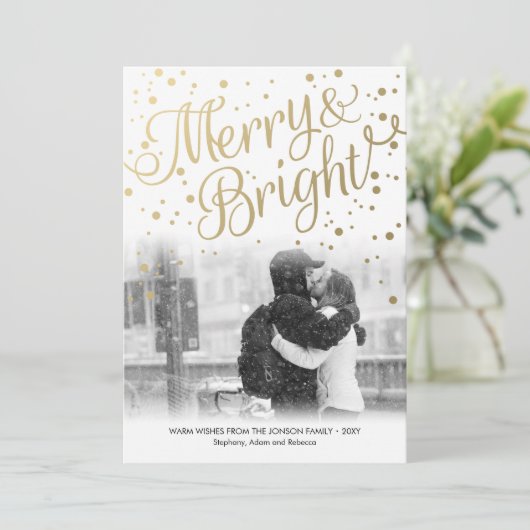 モダンな金ゴールドのメリーで明るくカスタムな写真カード シーズンカード (スタンド正面)