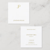 モダンな金ゴールドのモノグラムの審美的できれいで明白な贅沢 スクエア名刺 (正面/裏面)