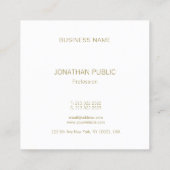 モダンな金ゴールドのモノグラムの審美的できれいで明白な贅沢 スクエア名刺 (裏面)