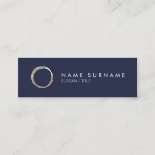 モダンな金ゴールドの円のMidnightBlueの小型名刺 スキニー名刺