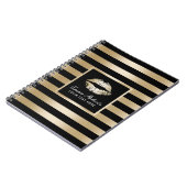 モダンな金ゴールドの唇の贅沢な黒及び金ゴールドは縞で飾ります ノートブック (左側)