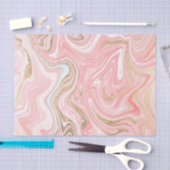モダンな金ゴールドの大理石のパステル調ピンク珊瑚のシックなパターン 薄葉紙 (クラフト)