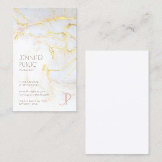 モダンな金ゴールドの大理石のモノグラムの贅沢のプロフェッショナル 名刺 (正面/裏面)