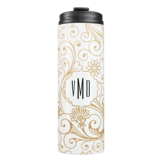 モダンな金ゴールドの渦巻のモノグラム タンブラー (正面)