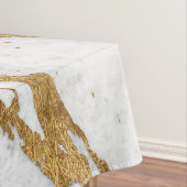 モダンな金ゴールドの白い大理石の石造りのシックなパターン テーブルクロス (インサイチュ)