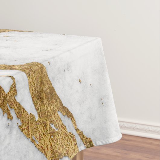 モダンな金ゴールドの白い大理石の石造りのシックなパターン テーブルクロス (インサイチュ)