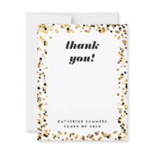 モダンな金ゴールドの紙吹雪の卒業のサンキューカード