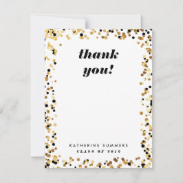 モダンな金ゴールドの紙吹雪の卒業のサンキューカード サンキューカード