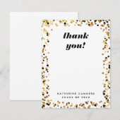 モダンな金ゴールドの紙吹雪の卒業のサンキューカード サンキューカード (正面/裏面)