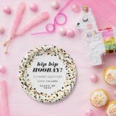 モダンな金ゴールドの紙吹雪の卒業パーティーのプレート ペーパープレート (パーティー)