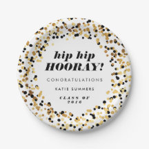 モダンな金ゴールドの紙吹雪の卒業パーティーのプレート