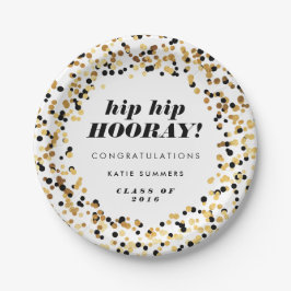 モダンな金ゴールドの紙吹雪の卒業パーティーのプレート ペーパープレート