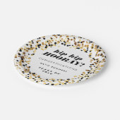 モダンな金ゴールドの紙吹雪の卒業パーティーのプレート ペーパープレート (アングル)