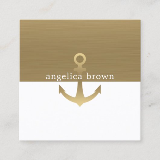 モダンな金ゴールドの航海のないかり スクエア名刺 (正面)