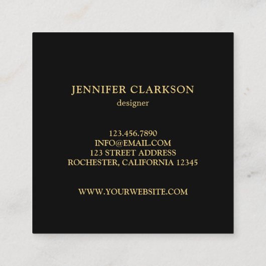 モダンな金ゴールドの金グリッターのスタイリッシュなプロフェッショナル スクエア名刺 (裏面)