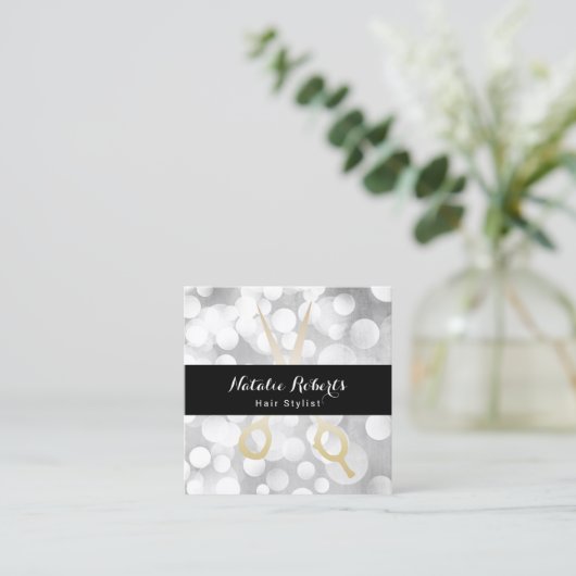 モダンな金ゴールドはヘアーサロンの銀のアポイントメントを切ります 予約カード (スタンド正面)