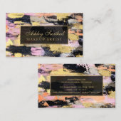 モダンな金ゴールドブラシストロークアクリルのピンクの黒い化粧 名刺 (正面/裏面)