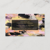 モダンな金ゴールドブラシストロークアクリルのピンクの黒い化粧 名刺 (裏面)