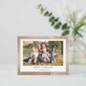 モダンな金ゴールドホイルのメリークリスマスの家族写真 シーズンポストカード (スタンド正面)
