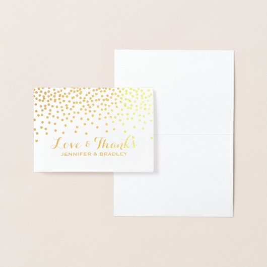 モダンな金ゴールドホイルの紙吹雪の点の結婚は感謝していしています 箔カード (ディスプレー)