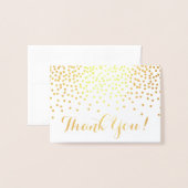 モダンな金ゴールドホイルの紙吹雪の点は感謝していしています 箔カード (封筒付き正面)