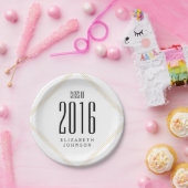 モダンな金ゴールドライン、パーソナライズな卒業 ペーパープレート (パーティー)