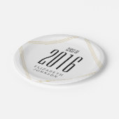 モダンな金ゴールドライン、パーソナライズな卒業 ペーパープレート (アングル)