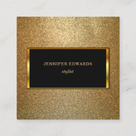 モダンな金ゴールド及び黒くスタイリッシュでシックなプロフェッショナル スクエア名刺