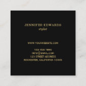 モダンな金ゴールド及び黒くスタイリッシュでシックなプロフェッショナル スクエア名刺 (裏面)