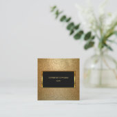 モダンな金ゴールド及び黒くスタイリッシュでシックなプロフェッショナル スクエア名刺 (スタンド正面)