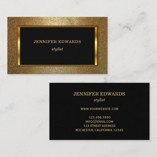 モダンな金ゴールド及び黒くスタイリッシュでシックなプロフェッショナル 名刺 (正面/裏面)