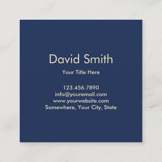 モダンな金ゴールド犬のシルエットの濃紺を坐らせているペット スクエア名刺 (裏面)