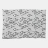 モダンな金属クリスマスツリー-銀製灰色 キッチンタオル (横)