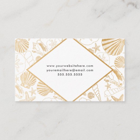 モダンな金貝のビーチのテーマの名刺 名刺 (裏面)