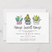 モダンな鉢植えの植物 新居祝い招待状 招待状 (正面)