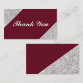 モダンな銀のグリッターがバーガンディに「ありがとう」 エンクロージャーカード (正面/裏面)