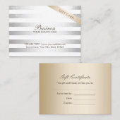 モダンな銀のストライプのぽっちゃりしたギフト券 割引カード (正面/裏面)