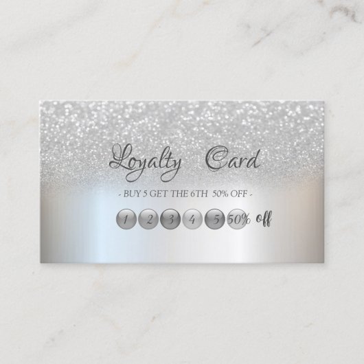 モダンな銀の輝きのボケ Loyalty カード (正面)