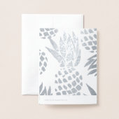 モダンな銀ぱくはタイポグラフィのパイナップル感謝していしています 箔カード (裏面封筒付き)